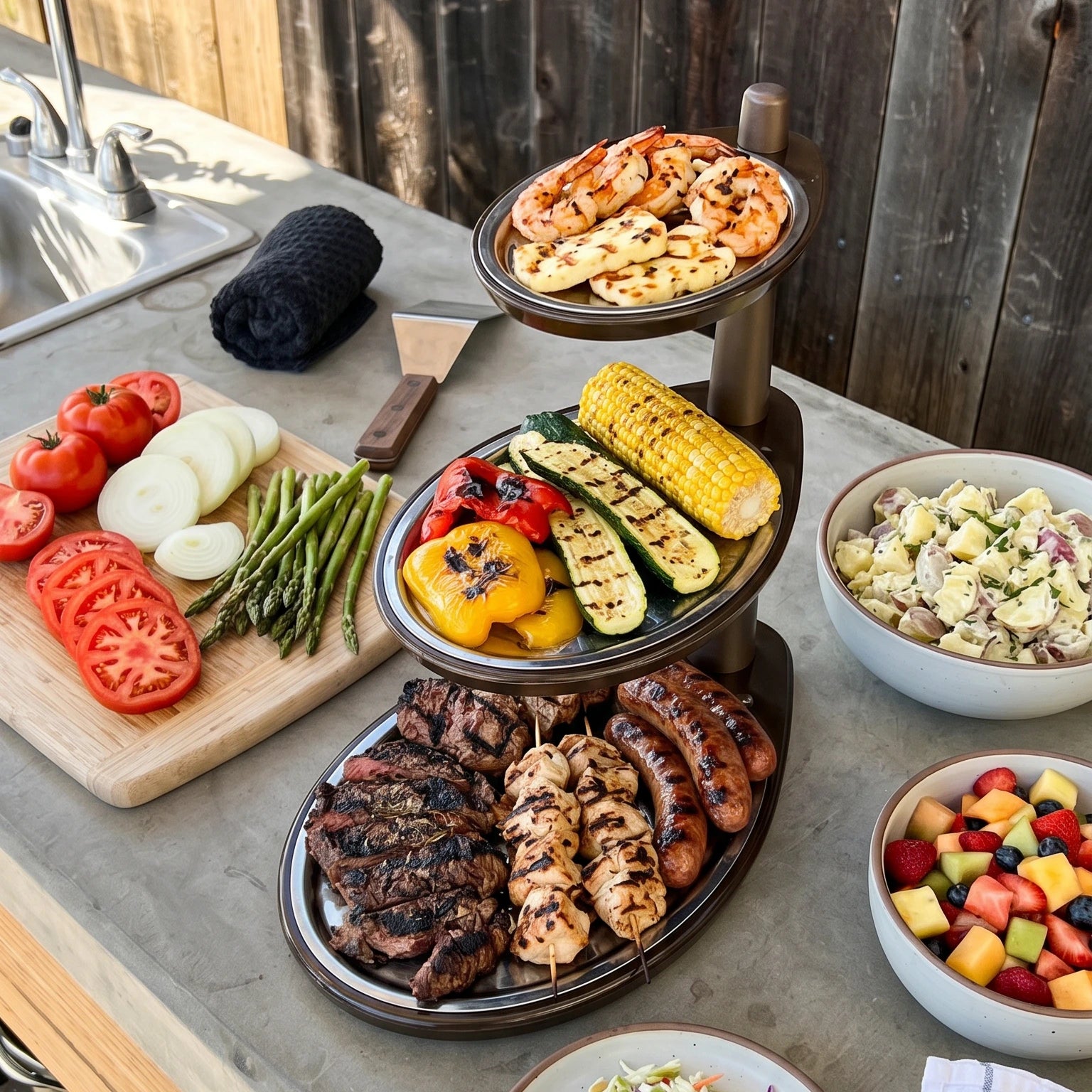3-Tier Rotating Serving Stand
