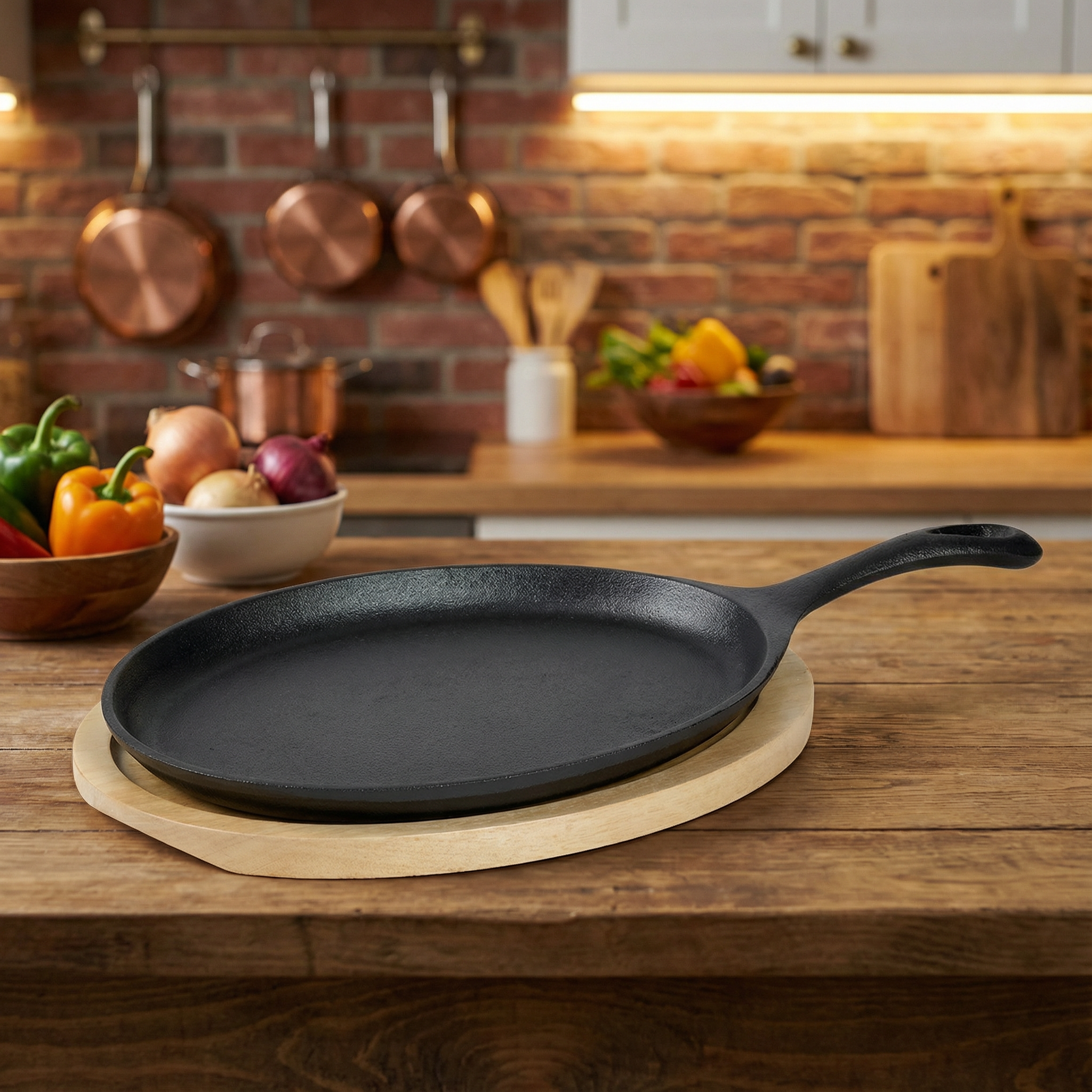 9.5" Cast Iron Skillet & Trivet