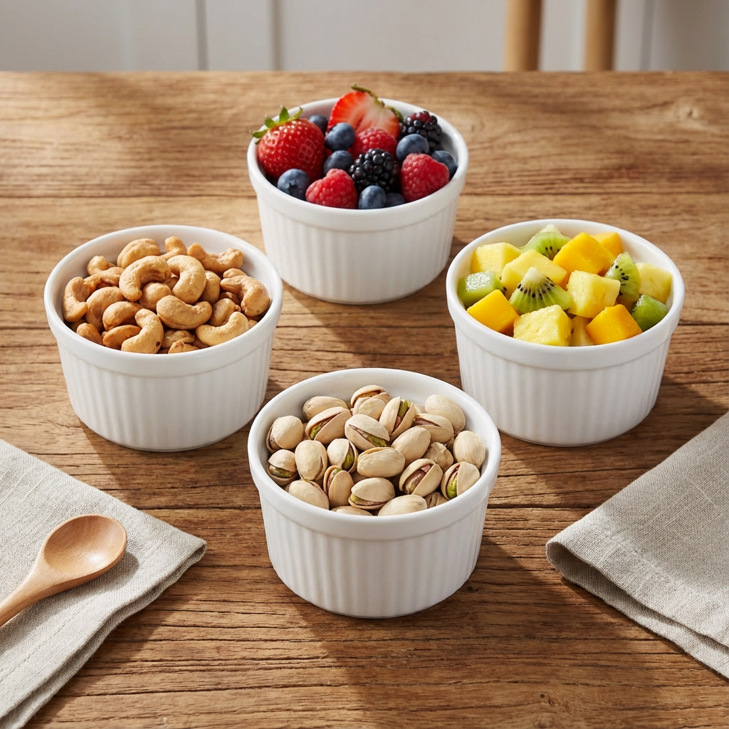 Ramekin Set and Acacia Stand (4 ct)