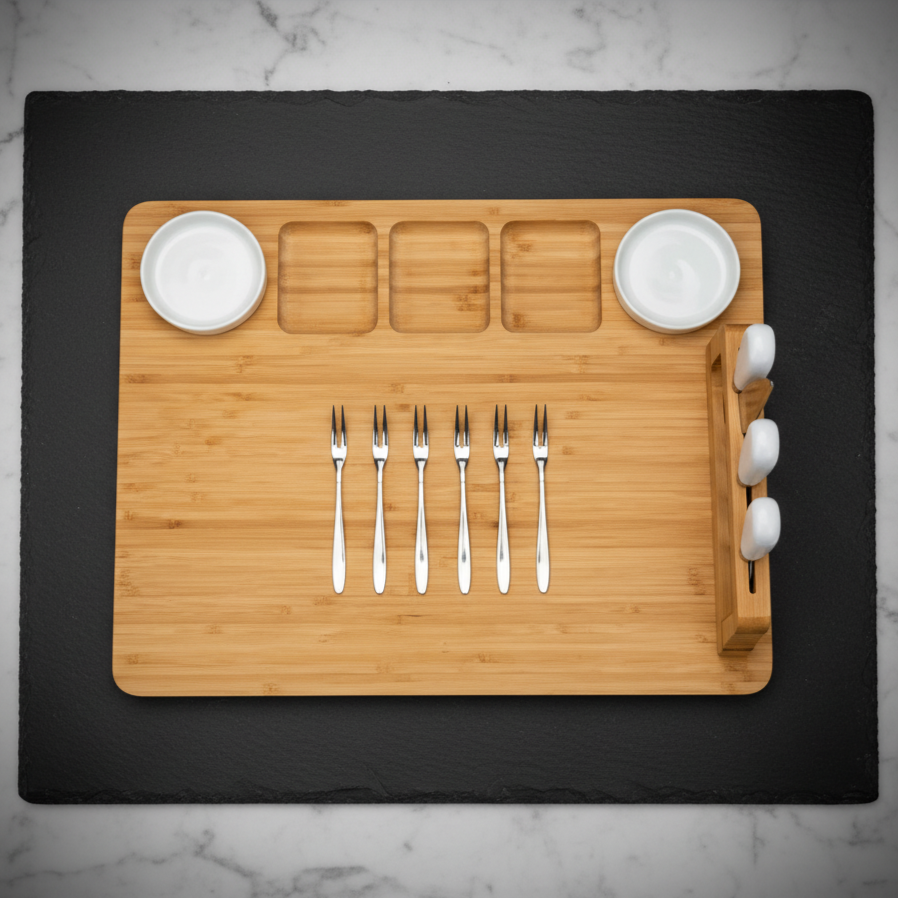 Bamboo Cheese Board Entertaining Set