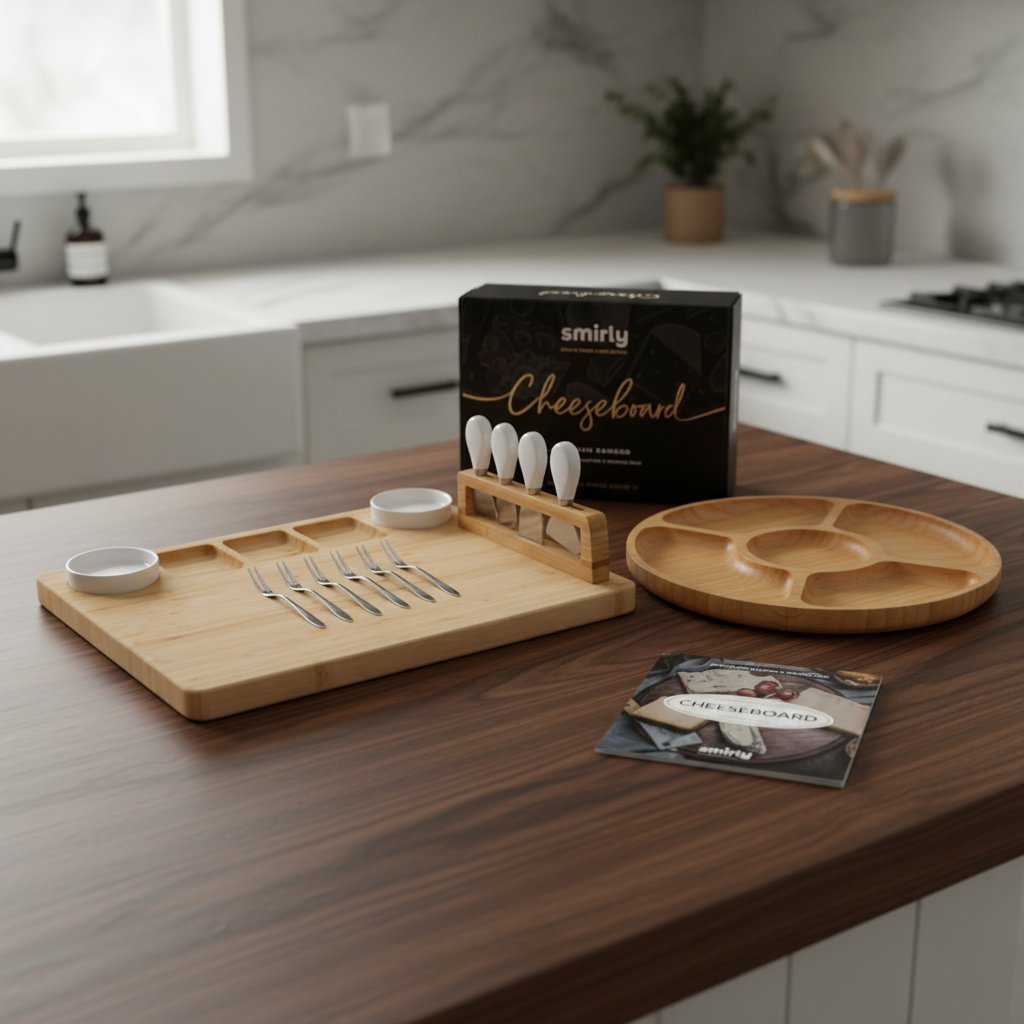 Bamboo Cheese Board Entertaining Set