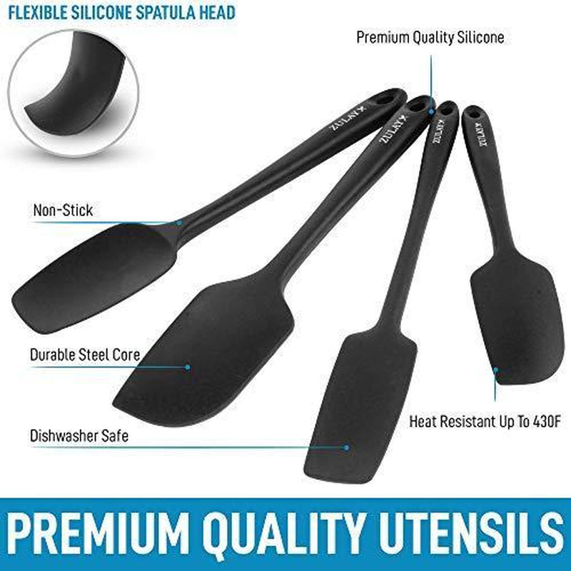 Kitchen Silicone Spatula Set (4-Piece) Heat-Resistant, Nonstick Safe, Dishwasher-Safe, Spatulas for Baking, Cooking & Mixing