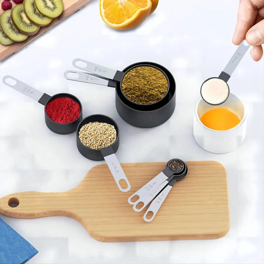 KUUJOJO Measuring Cups and Spoons Set Kitchen Nesting Measuring Cups 10 Pieces, Stackable Stainless Steel Handle Measuring Cups