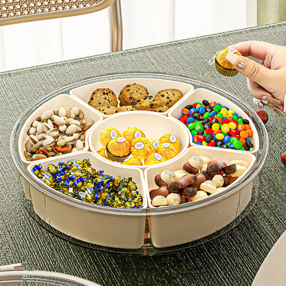 Six-Compartment Rotating Snack Box with Lid