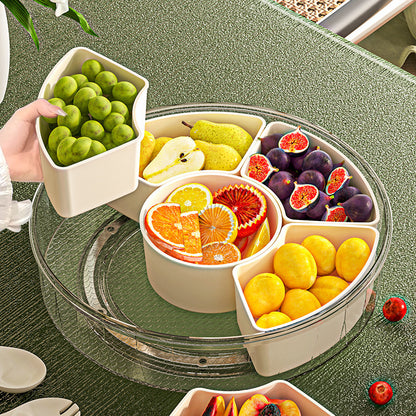 Six-Compartment Rotating Snack Box with Lid