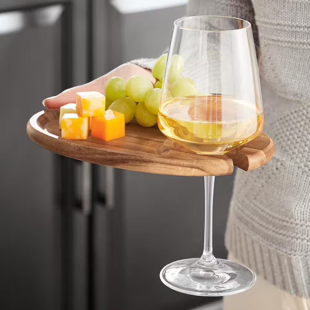 Wine Appetizer Plates - 9 In. Rustic Acacia Medium Brown Wood Cheese Boards