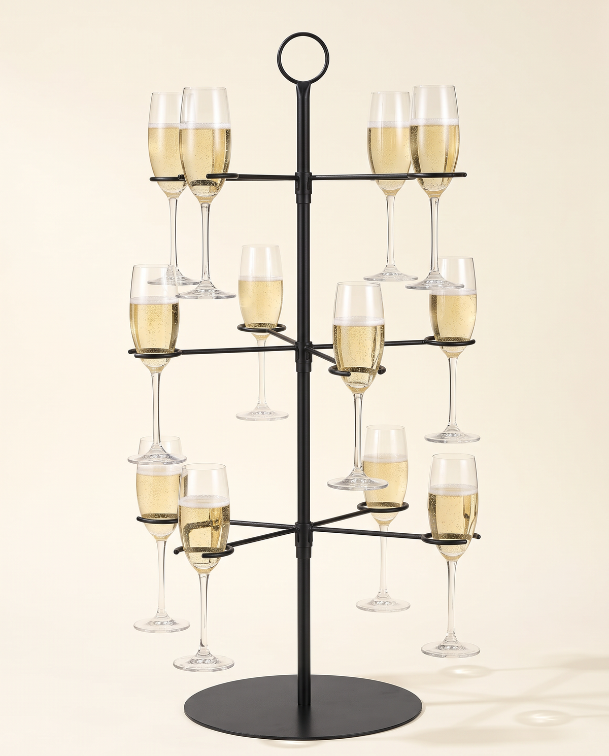 Champagne Tower - Black - Studio Shot, Full of Champagne