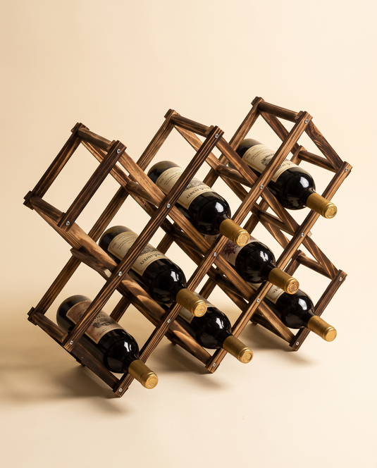 Vintage Foldable Wood Wine Rack - Studio - 6 Bottles